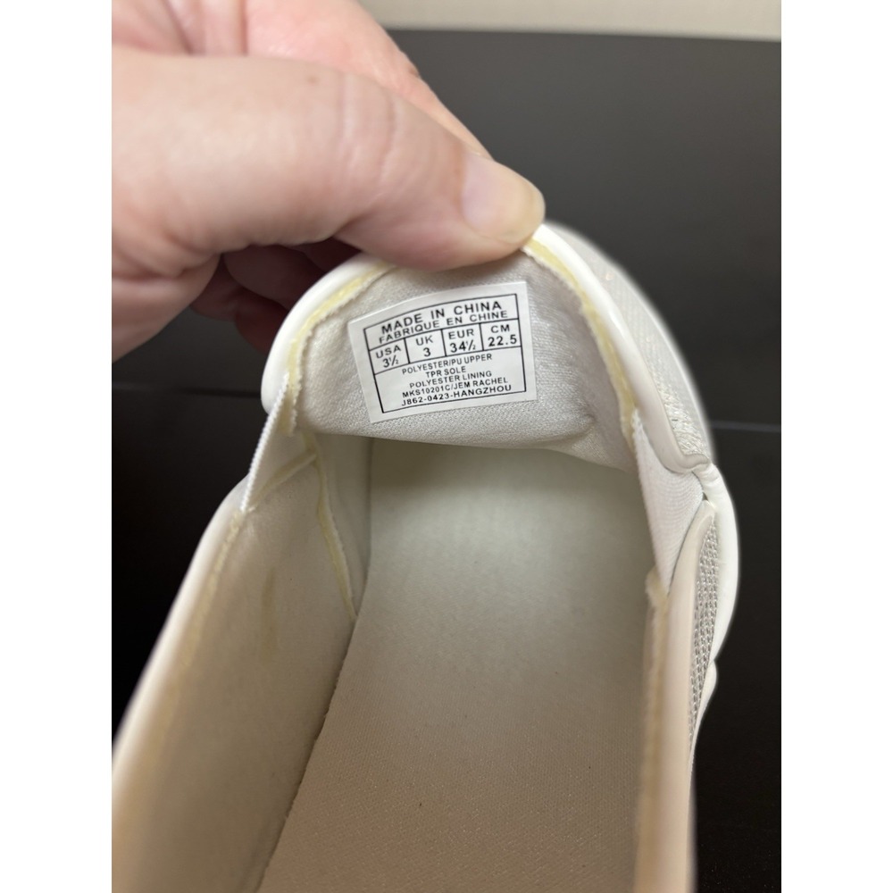 Michael Michael Kors Shoes Girls 3.5 White Silver Sparkle Slip‎ On Silver Logo - Picture 6 of 7